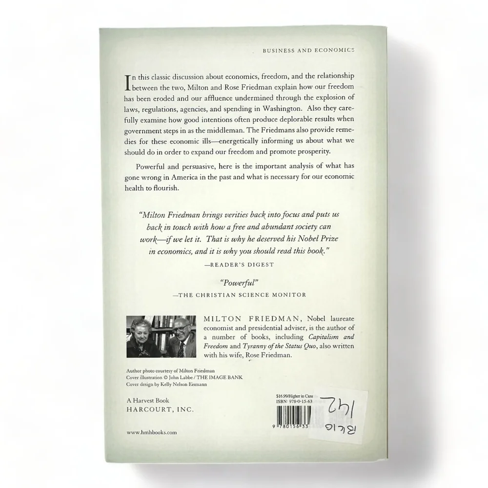 Free to Choose: A Personal Statement Milton Friedman Rose Paperback 1990 New - Picture 4 of 4